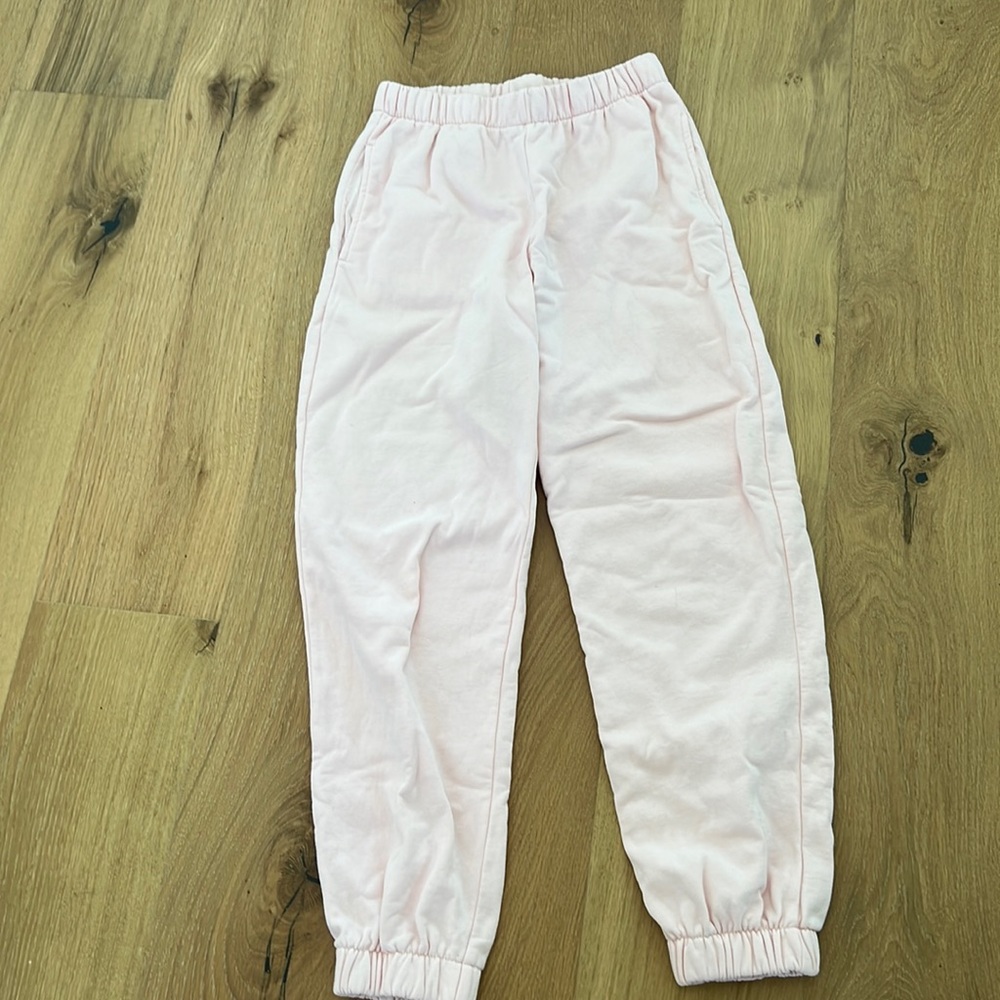 Brandy Melville light pink sweatpants. Cant find tag but fits like a S/M
